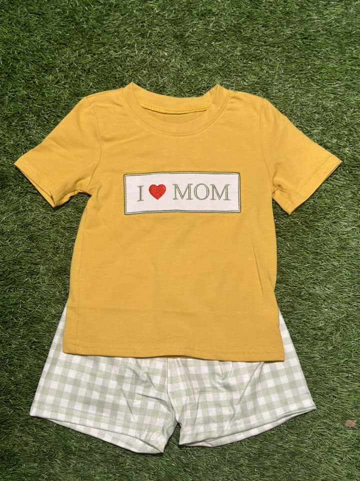 I love Mom Boy Knit Short Set