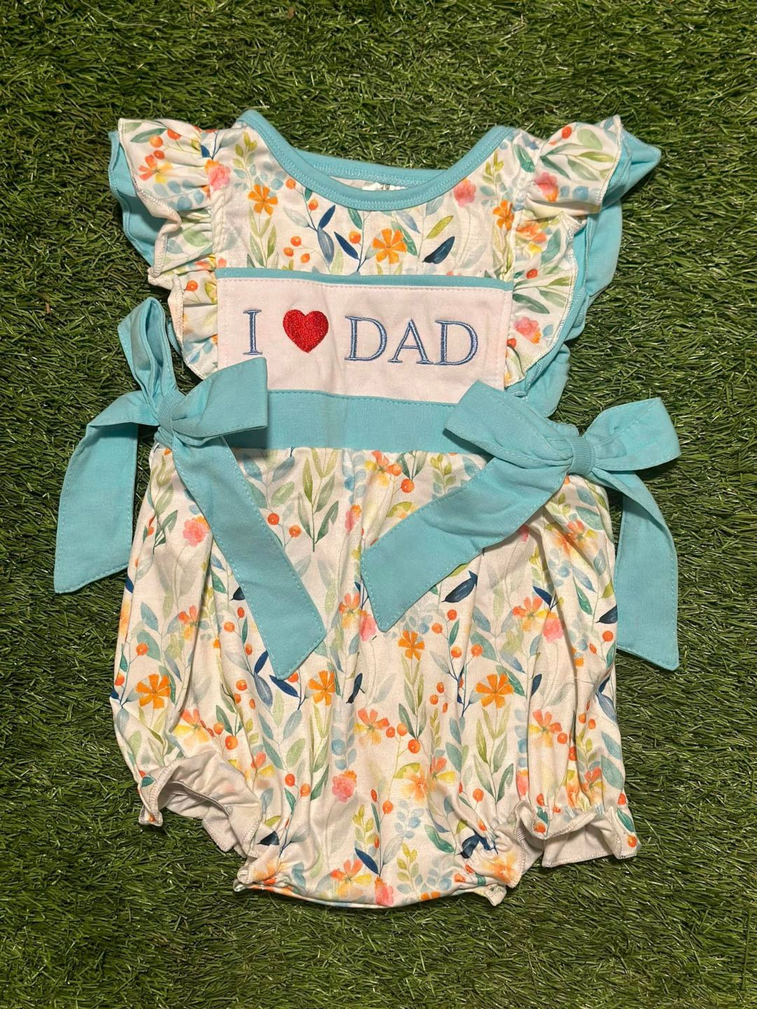 I Love Dad Turquoise Flower Bubble