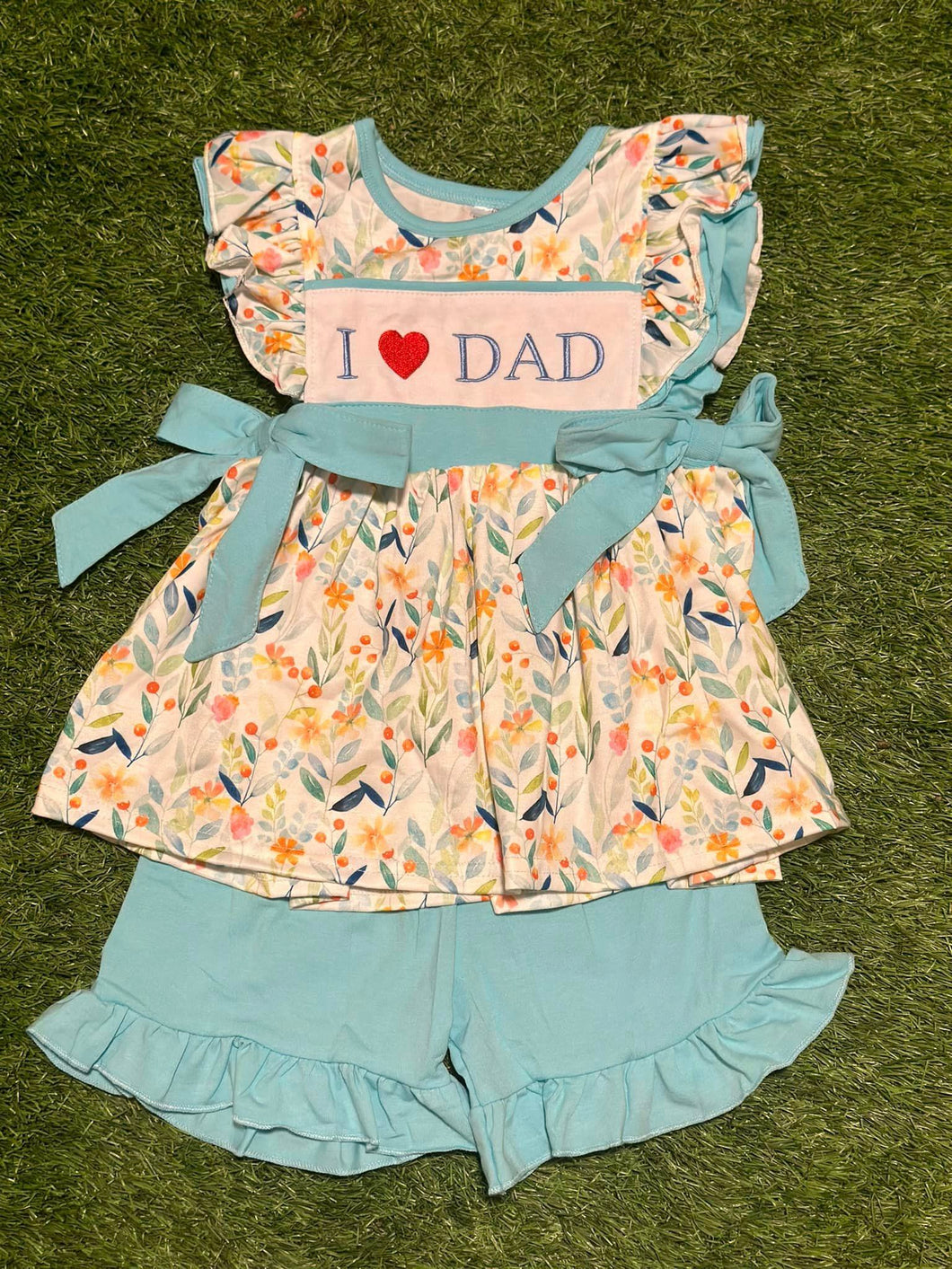 I love Dad Turquoise Knit Short Set