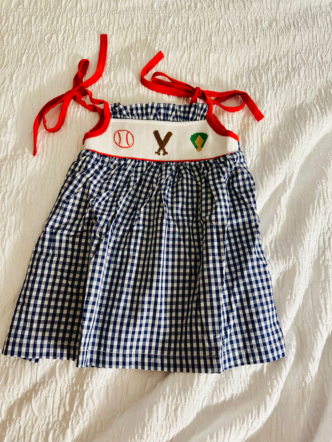 Baseball Smocked Dress