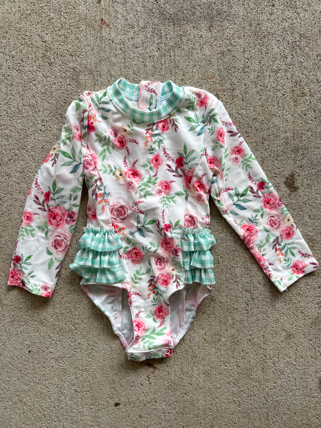 Flower Print Rashguard Bathingsuit