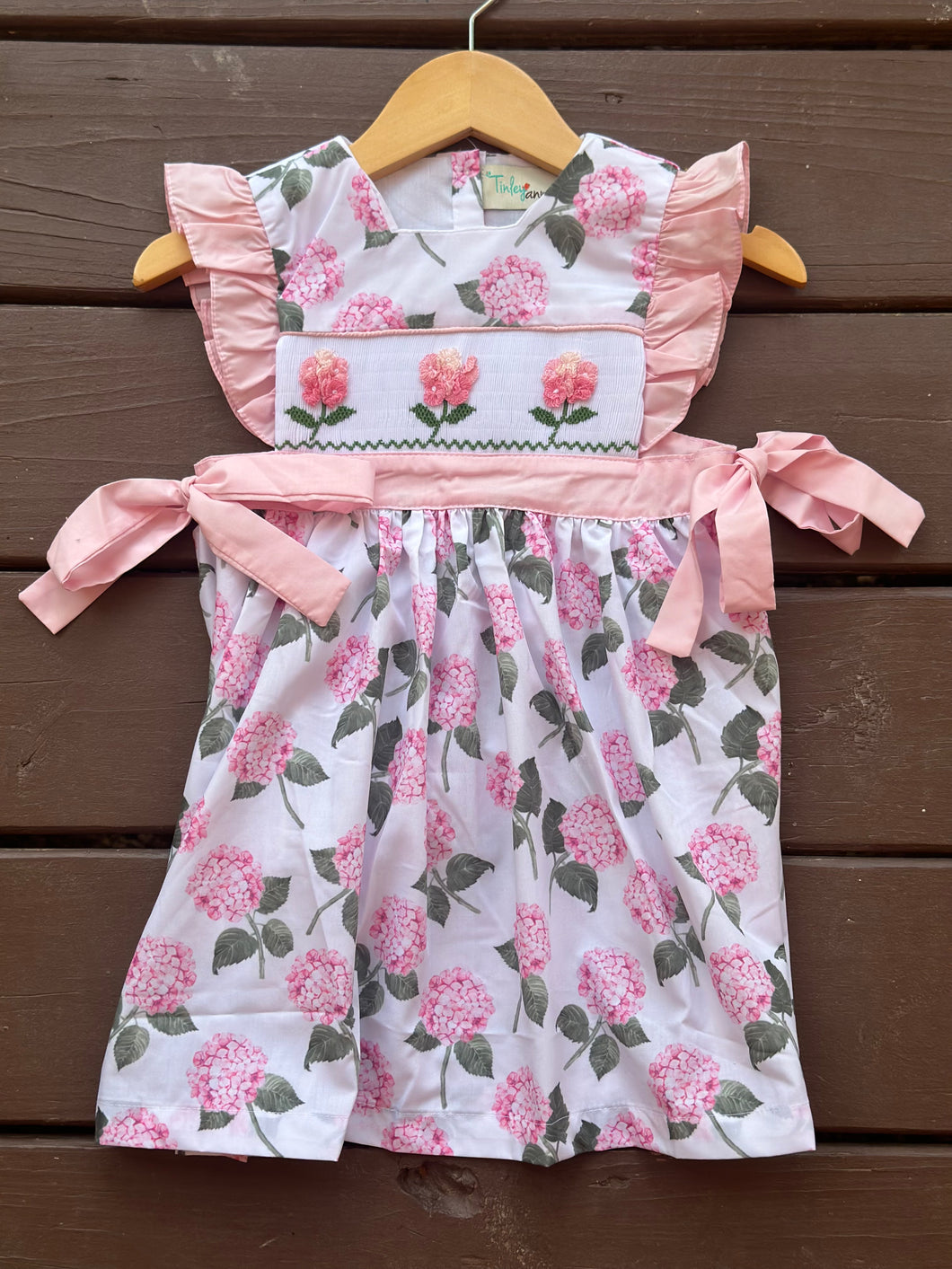 Smocked Pink Hydrangea Dress