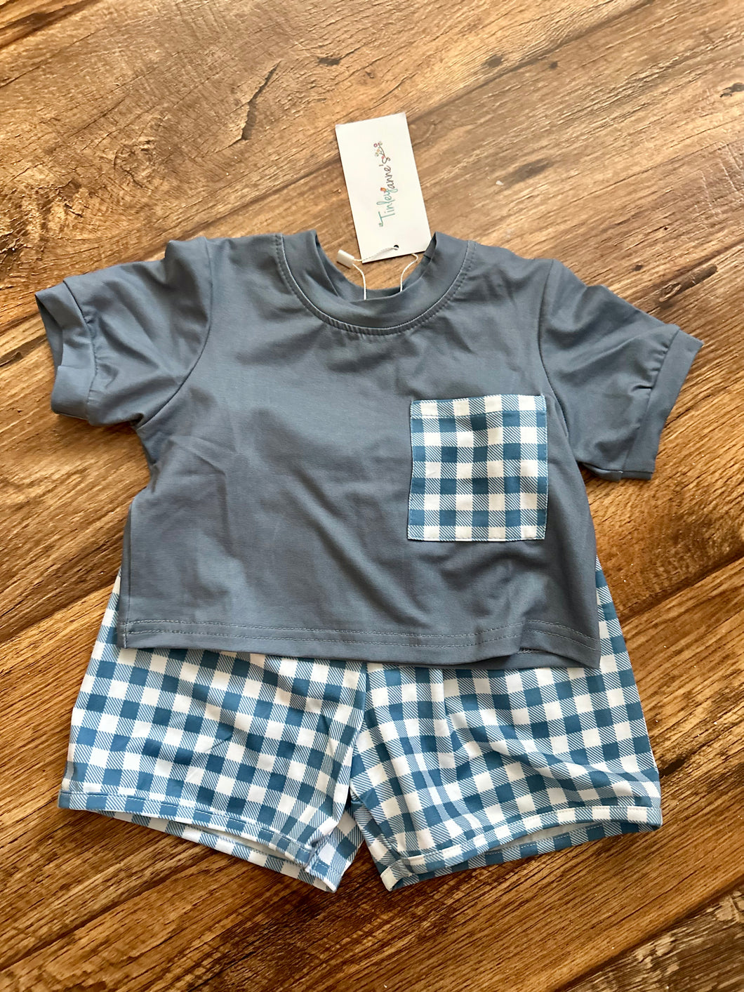 Blue/Gray Checkered Short Set
