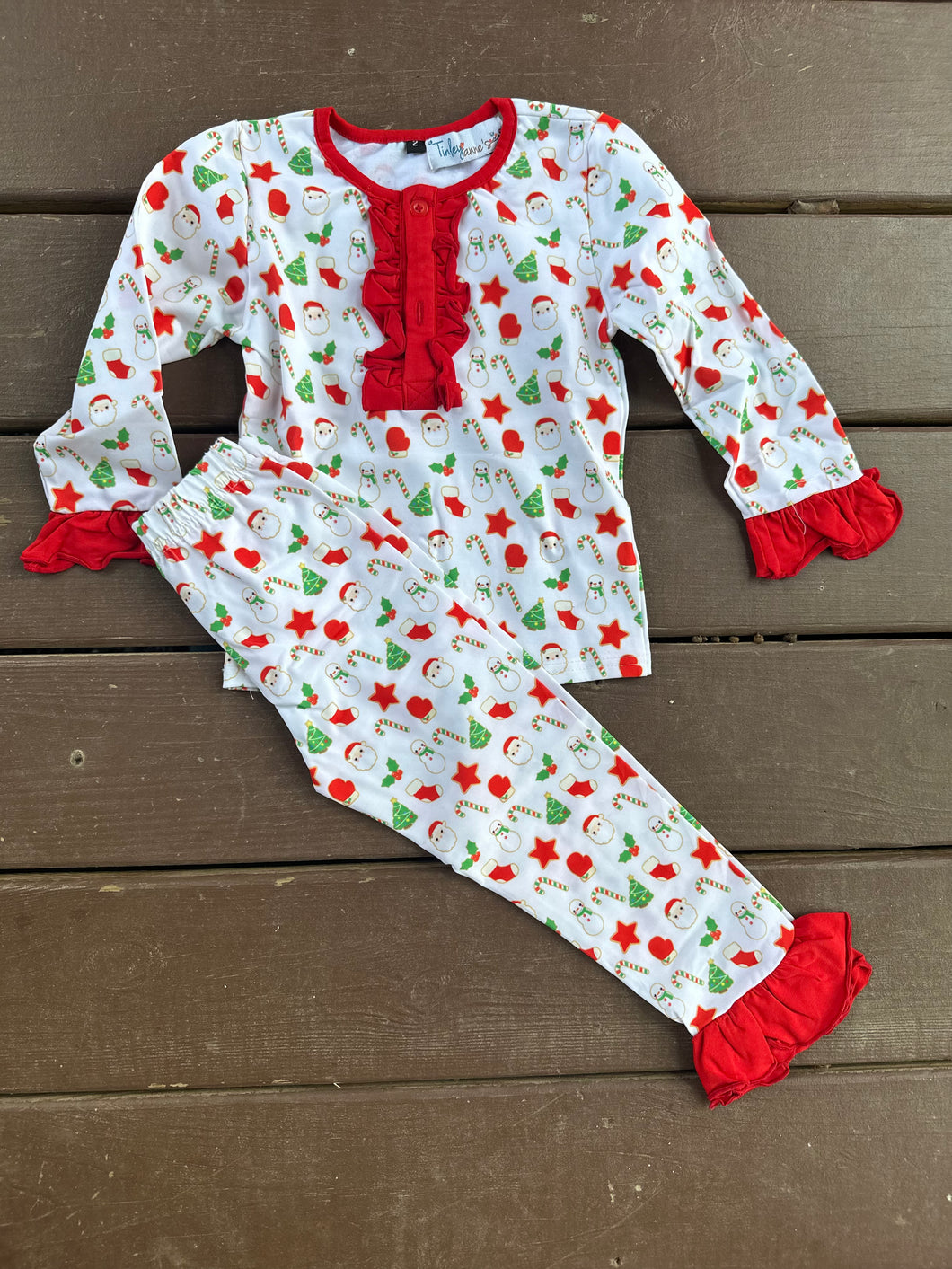 Red Ruffle Candy Cane Pj