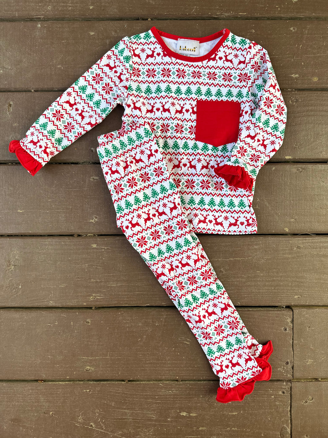 Red & Green Ruffle Christmas Pjs