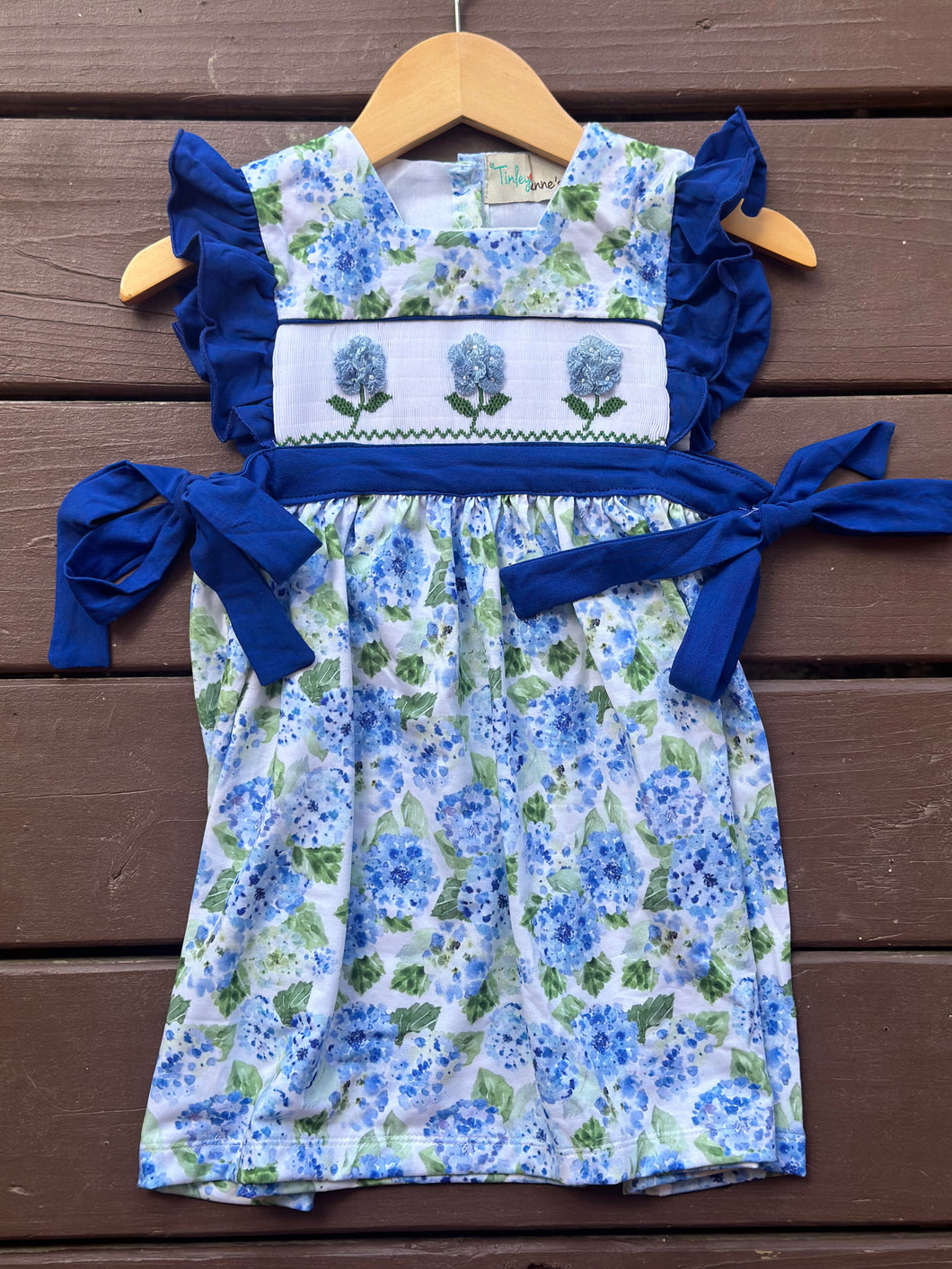 Smocked Blue Hydrangea Dress