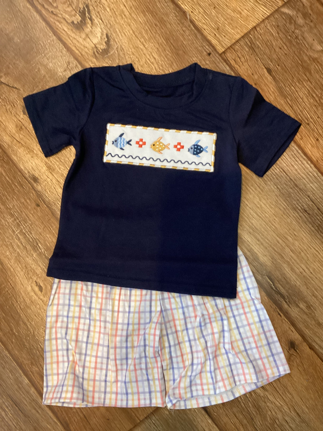 Boy Embroidered Fish Set
