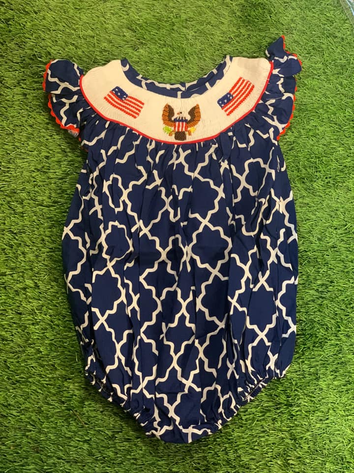 USA Girl Smocked Bubble