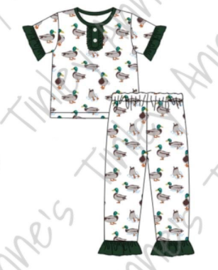 Ruffle & No Ruffle Duck Pj Sets