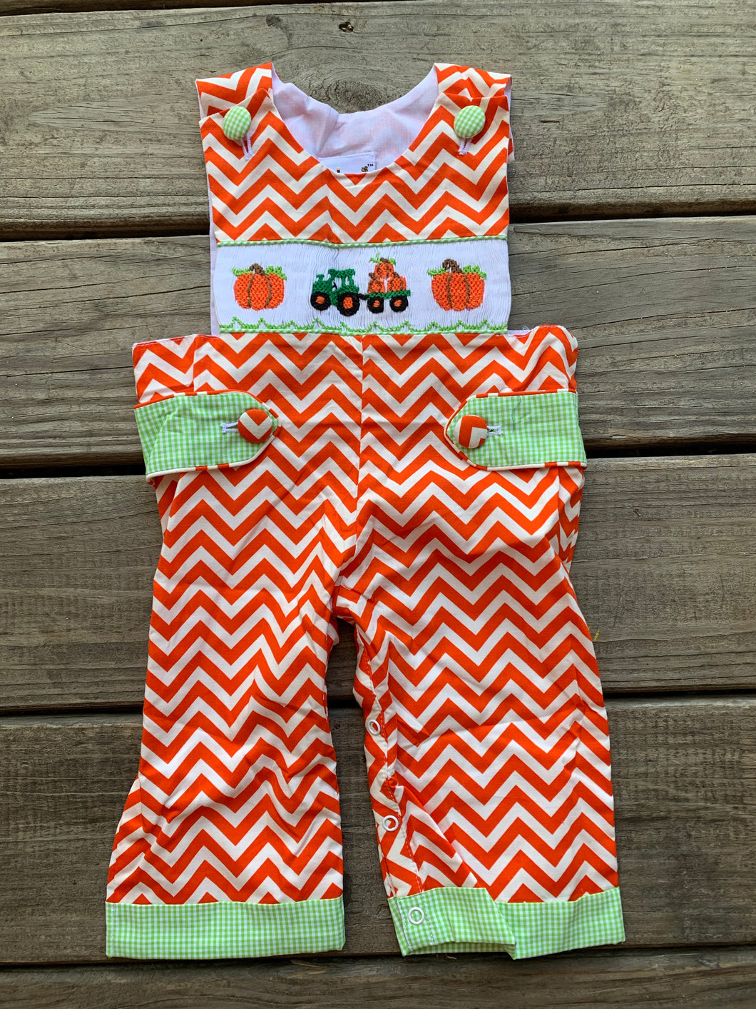 Smocked Tractor/Pumpkin Longall