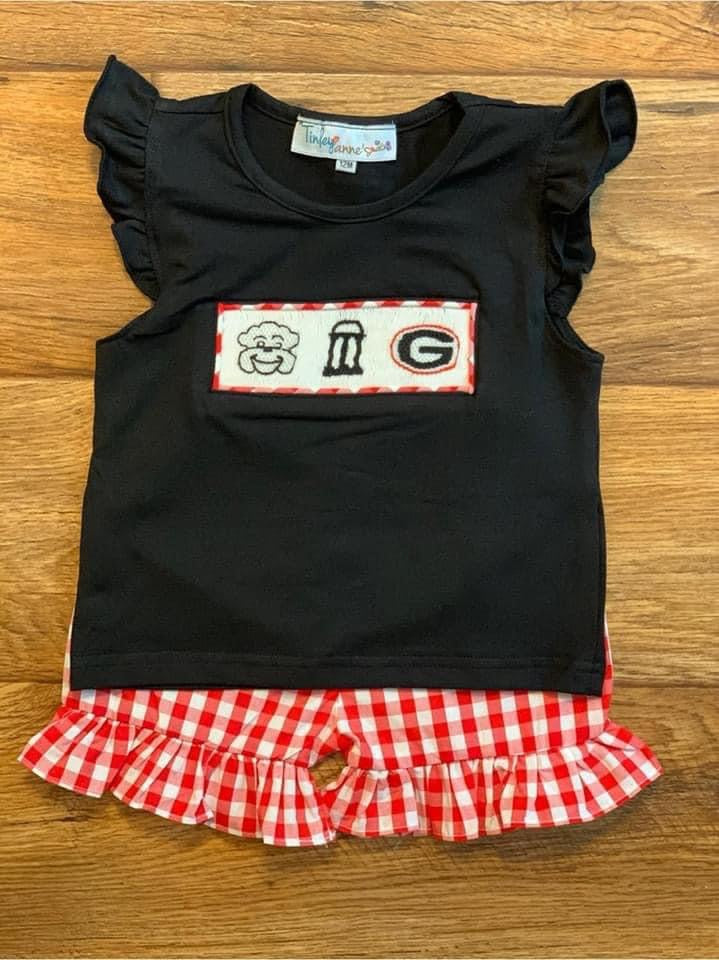UGA Girl Smocked Set
