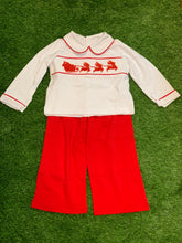 Load image into Gallery viewer, White/Red Santa Smock Boy Set
