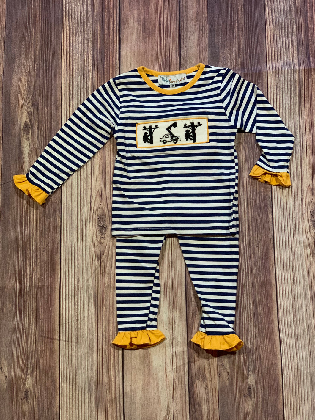 Smocked Lineman PJ Girl Set