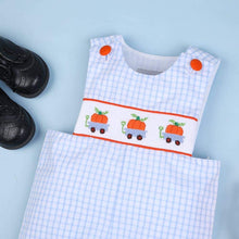 Load image into Gallery viewer, Smocked Pumpkin Shortall
