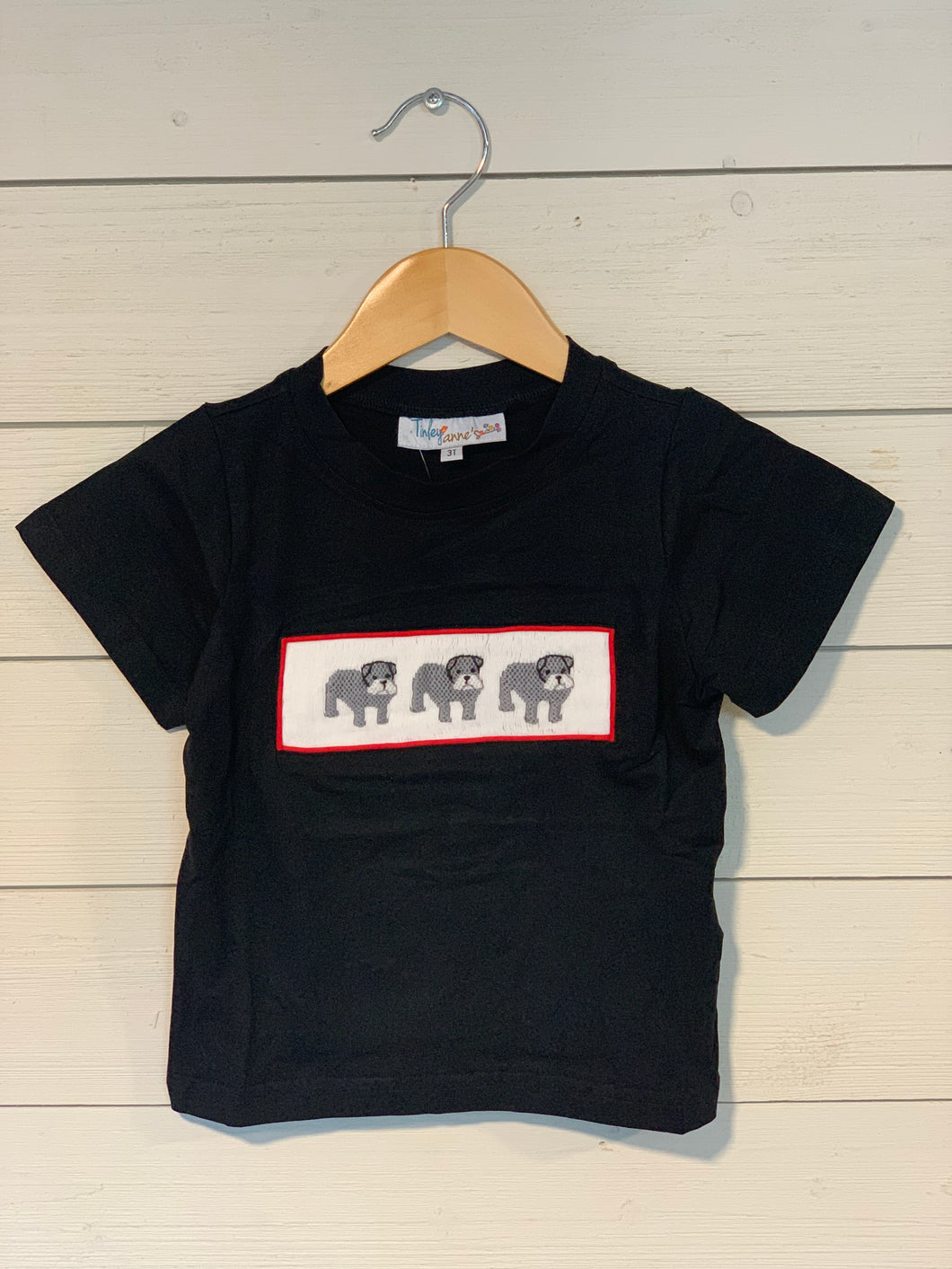 Black Bulldog Smocked Tee
