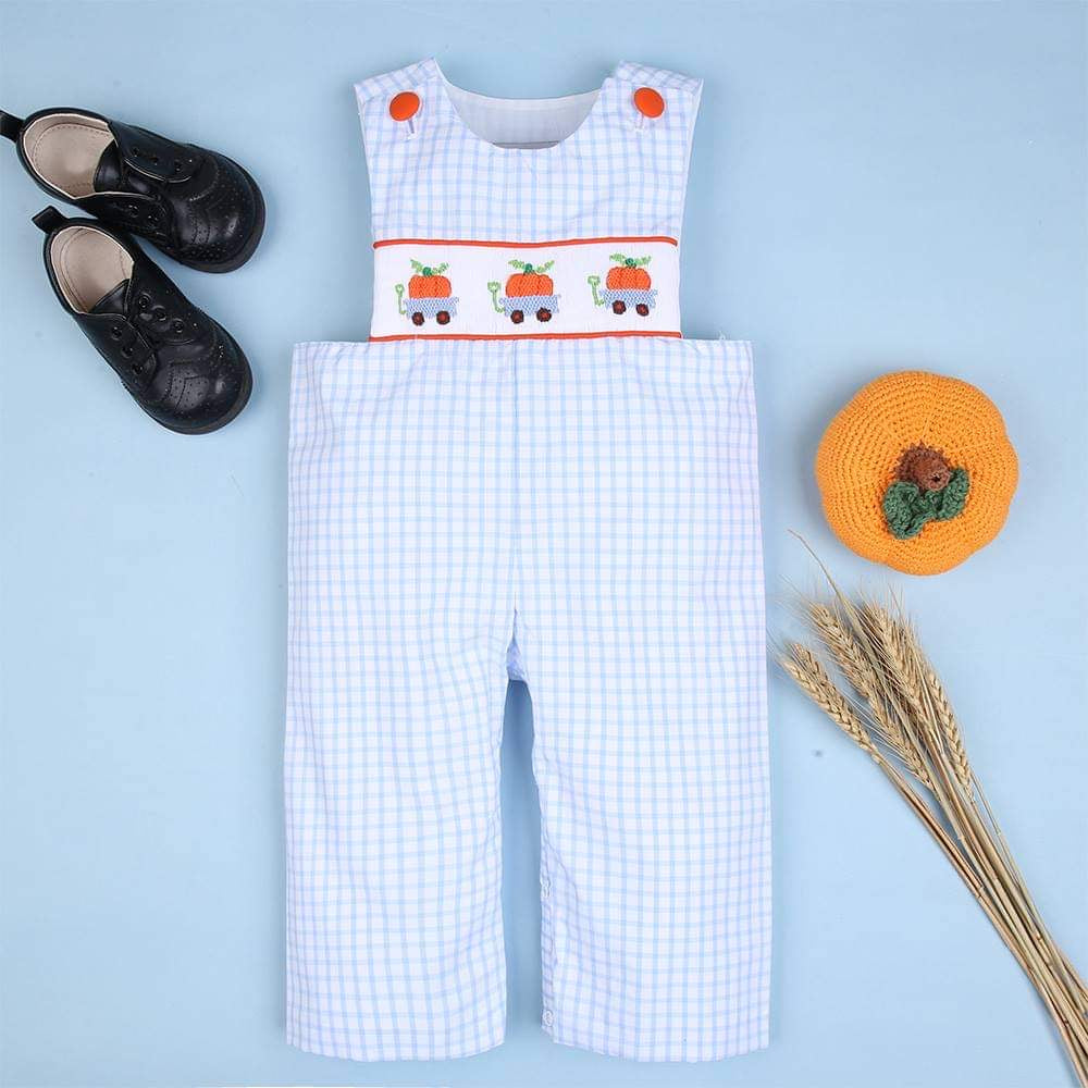 Smocked Pumpkin Shortall