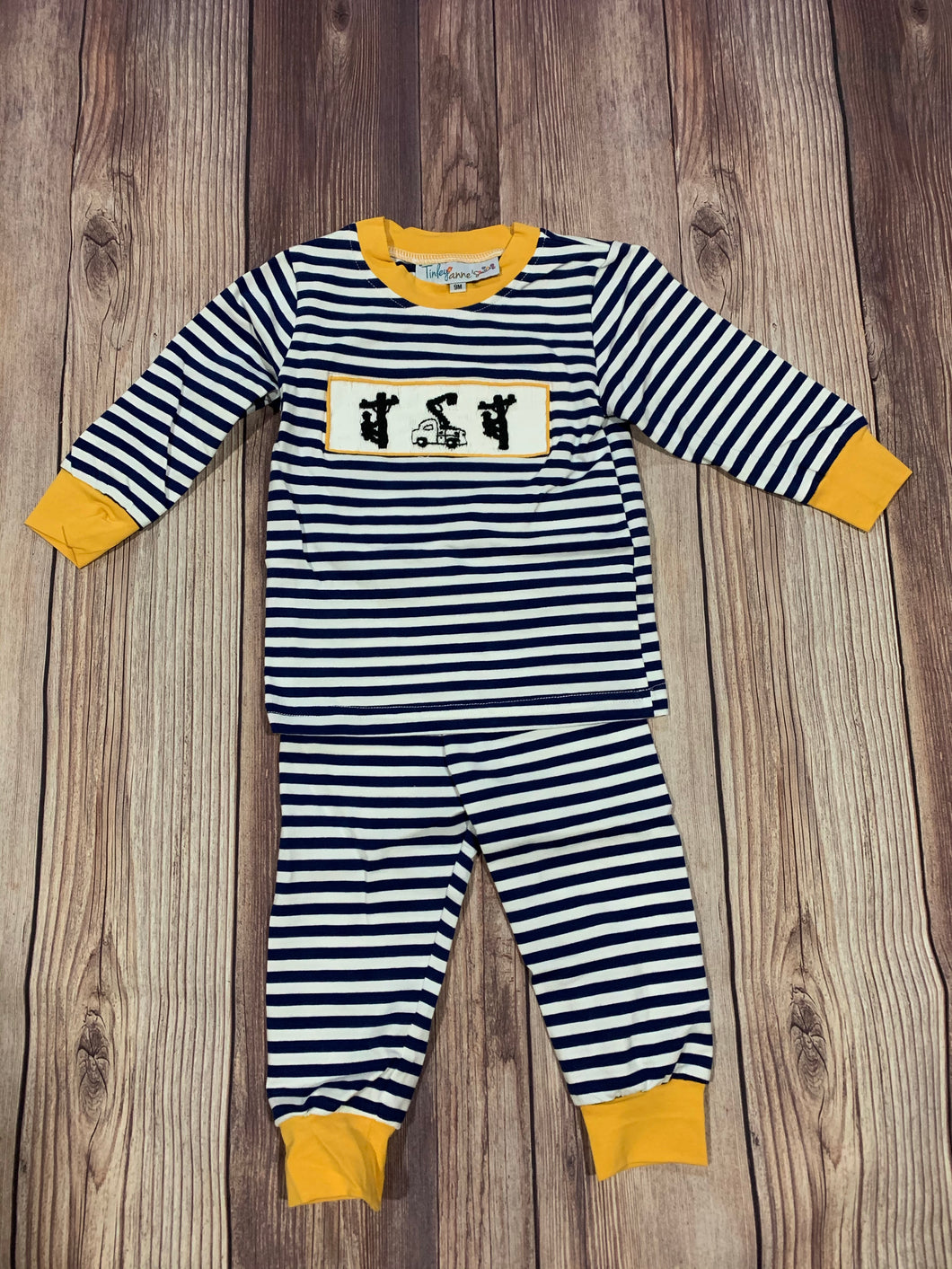 Smocked Boy Lineman PJ Set