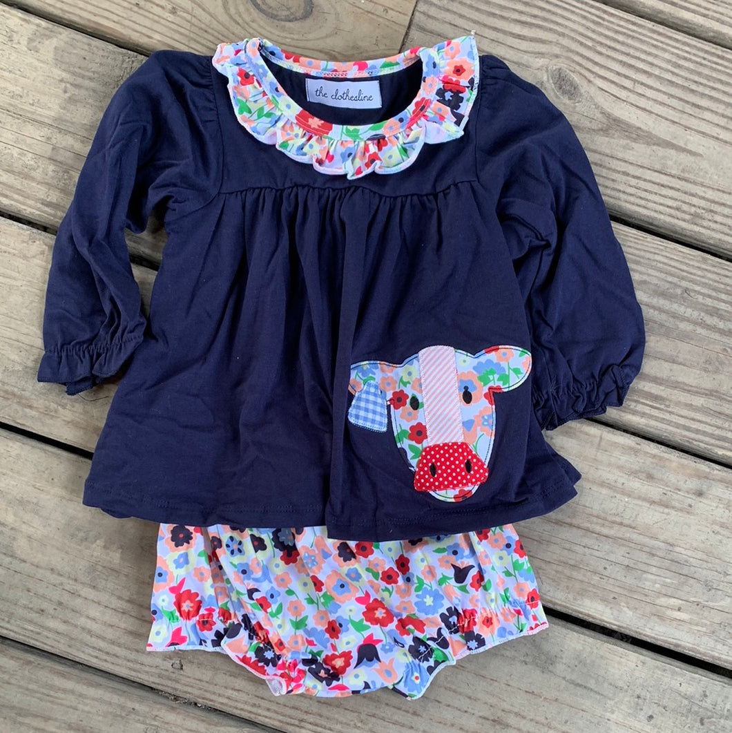 Flower Cow Diaper Cover Set