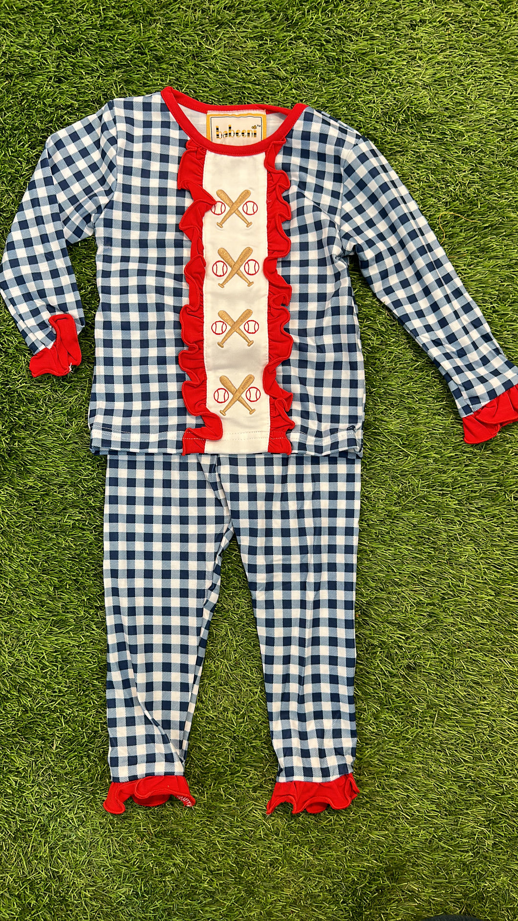 Ruffle Baseball Pj Set