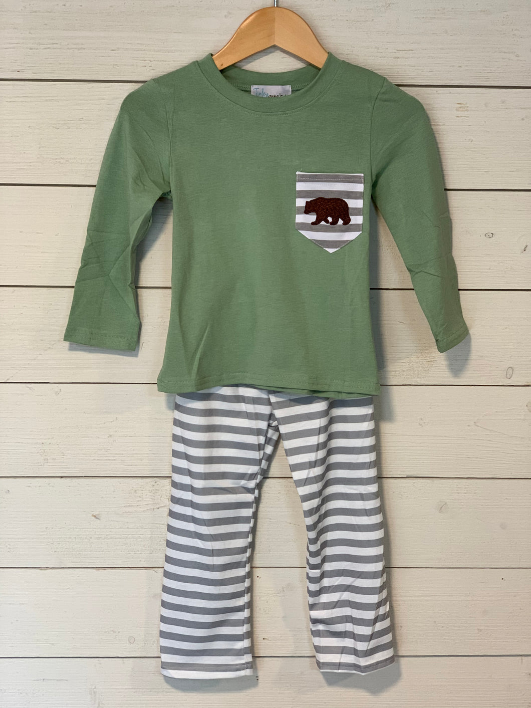 Bear Embroidered Pant Set